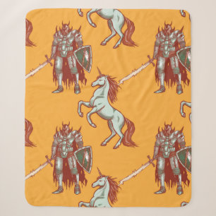 middeleeuwse nacht en unicorn naadloos patroon sherpa deken