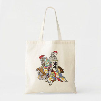 middeleeuwse nacht op een paard tote bag