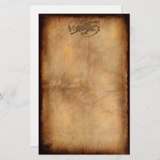Middeleeuwse Oude Wereld Draak op perkament-effect Briefpapier (Voorkant / Achterkant)