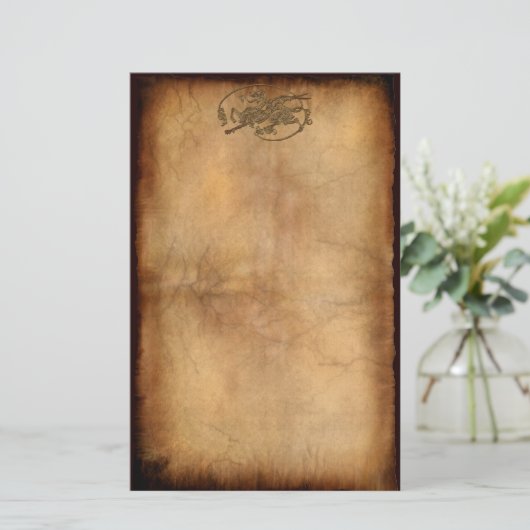 Middeleeuwse Oude Wereld Draak op perkament-effect Briefpapier (Staand voorkant)