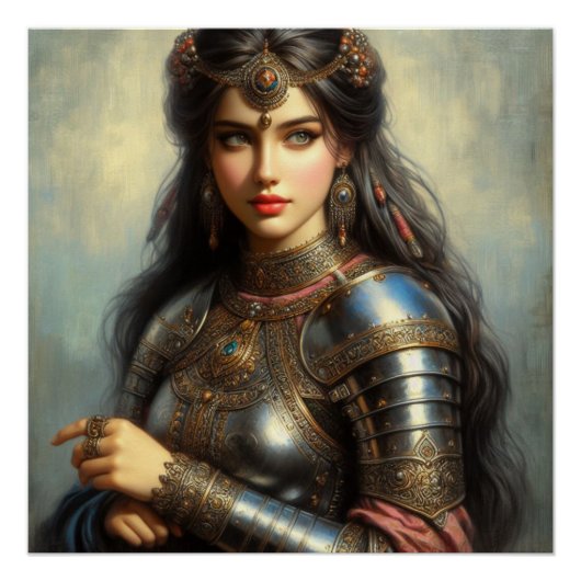 Middeleeuwse prinses krijger perfect poster (Voorkant)