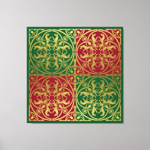 Middeleeuwse Renaissance Herald Lion Leopard Metal Canvas Afdruk