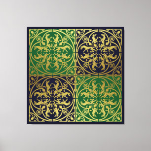 Middeleeuwse Renaissance Herald Lion Leopard Metal Canvas Afdruk