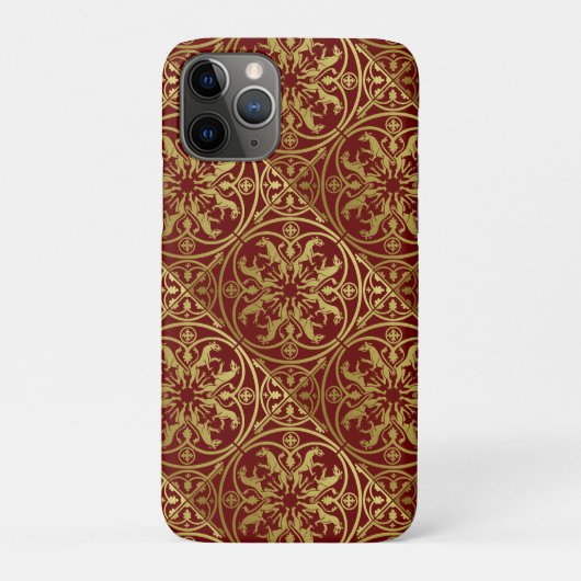 Middeleeuwse Renaissance Herald Lion Leopard Metal Case-Mate iPhone Case (Achterkant)