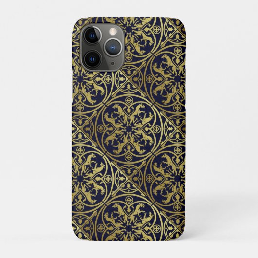 Middeleeuwse Renaissance Herald Lion Leopard Metal Case-Mate iPhone Case (Achterkant)