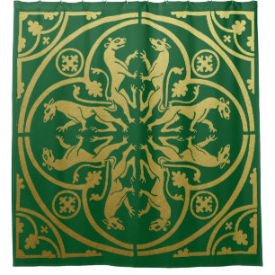 Middeleeuwse Renaissance Herald Lion Leopard Metal Douchegordijn