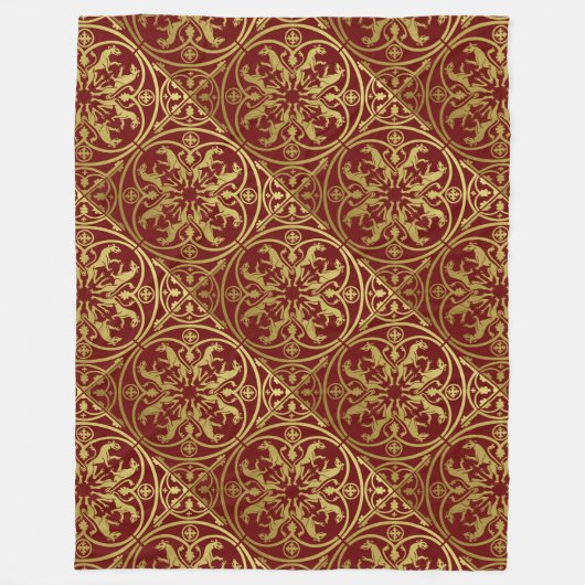 Middeleeuwse Renaissance Herald Lion Leopard Metal Fleece Deken (Voorkant)