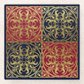 Middeleeuwse Renaissance Herald Lion Leopard Metal Glazen Onderzetter (Voorkant)