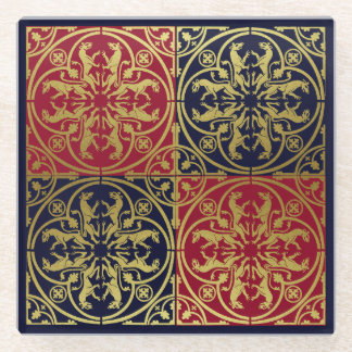 Middeleeuwse Renaissance Herald Lion Leopard Metal Glazen Onderzetter