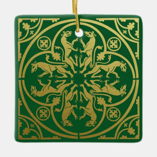 Middeleeuwse Renaissance Herald Lion Leopard Metal Keramisch Ornament (Voorkant)