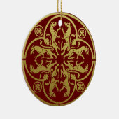 Middeleeuwse Renaissance Herald Lion Leopard Metal Keramisch Ornament (Rechts)