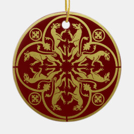 Middeleeuwse Renaissance Herald Lion Leopard Metal Keramisch Ornament