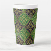 Middeleeuwse Renaissance Herald Lion Leopard Metal Latte Mok (Voorkant)