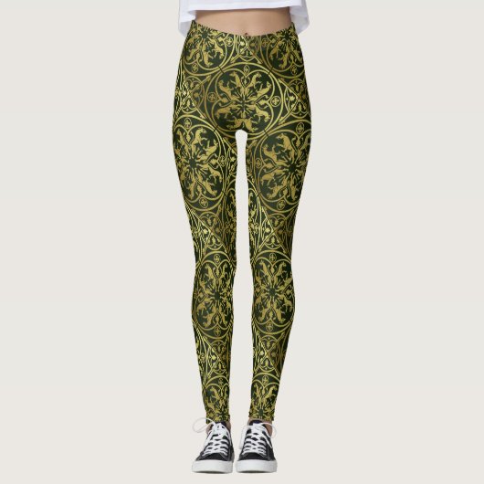 Middeleeuwse Renaissance Herald Lion Leopard Metal Leggings (Voorkant)