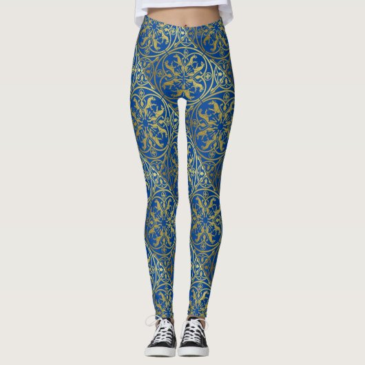 Middeleeuwse Renaissance Herald Lion Leopard Metal Leggings (Voorkant)
