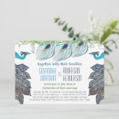 Middeleeuwse Renaissance Peacock 3 veren Kaart (Staand voorkant)