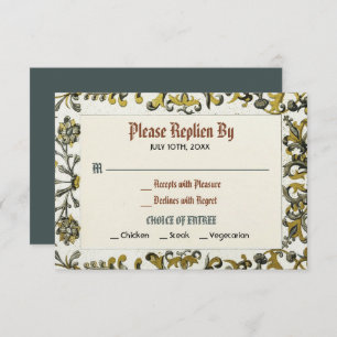 Middeleeuwse Renaissance Royal Wedding RSVP Kaart