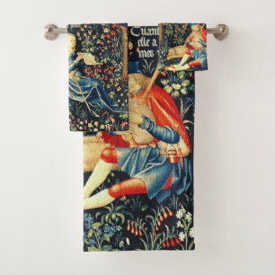 Middeleeuwse Renaissance Tapestry Herders en Schap Bad Handdoek