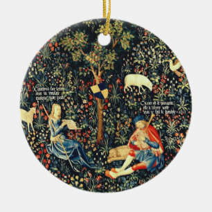 Middeleeuwse Renaissance Tapestry Herders en Schap Keramisch Ornament