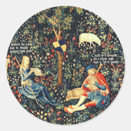 Middeleeuwse Renaissance Tapestry Herders en Schap Ronde Sticker