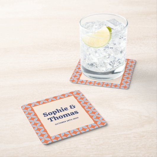 Middeleeuwse retro bruiloft vierkante kartonnen onderzetter (Insitu)