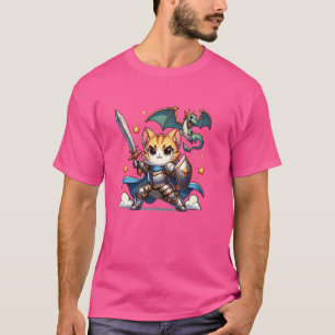 Middeleeuwse Ridder Armour Cat Dragon Hunter Ren F T-shirt
