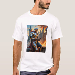 Middeleeuwse Ridder Castle Fire Funny Fantasy Art T-shirt