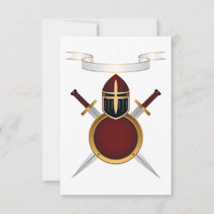 Middeleeuwse Ridder Crest Helm Zwaarden Schild Kaart