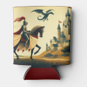 Middeleeuwse ridder/draak/kasteel fantasie blikjeskoeler (Voorkant)