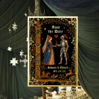 Middeleeuwse Ridder en Dame Manuscript Save the Da
