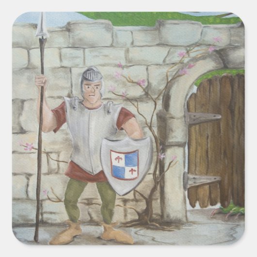 Middeleeuwse ridder en draak Stickers (Voorkant)