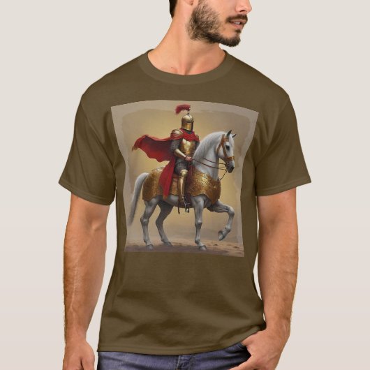 Middeleeuwse ridder en paard t-shirt (Voorkant)