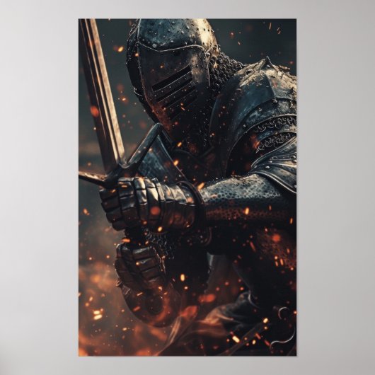 Middeleeuwse Ridder in Actie - Fierce Battle Poste Poster (Voorkant)