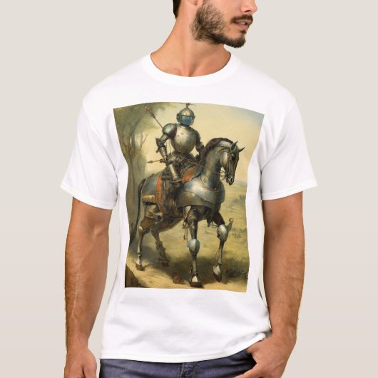 Middeleeuwse Ridder op Warhorse T-shirt (Voorkant)