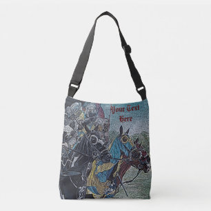 middeleeuwse ridder over paarden historische kunst crossbody tas