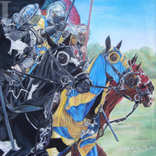 middeleeuwse ridder over paarden historische kunst horloge