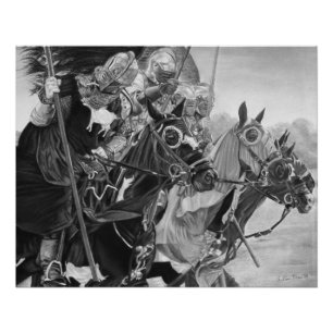 middeleeuwse ridder over paarden historische kunst perfect poster