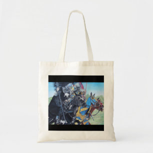 middeleeuwse ridder over paarden historische kunst tote bag