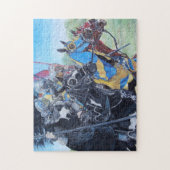 middeleeuwse ridder over paarden legpuzzel (Verticaal)