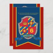 Middeleeuwse ridder schild kinderen 6e verjaardag  kaart (Voorkant / Achterkant)