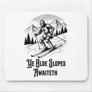 Middeleeuwse Ridder Skishirt Voor Sneeuwliefhebber Muismat