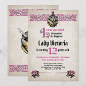 Middeleeuwse ridder verjaardagsuitnodiging kaart (Voorkant / Achterkant)