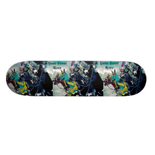 middeleeuwse ridders jaagse paarden skateboard