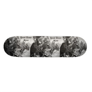 middeleeuwse ridders jaagse paarden skateboard