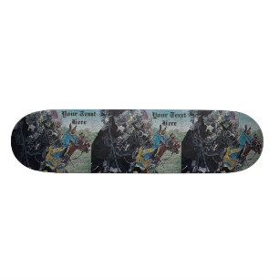 middeleeuwse ridders jaagse paarden skateboard