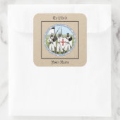 Middeleeuwse ridders Tempelier Boekenplaat Vierkante Sticker (Tas)