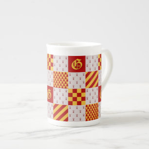 Middeleeuwse Rood Geel Magische Fantasie Heraldisc Porselein Kop