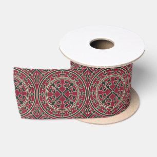Middeleeuwse Rood Groen Beige Krans Bladeren Romaa Lint