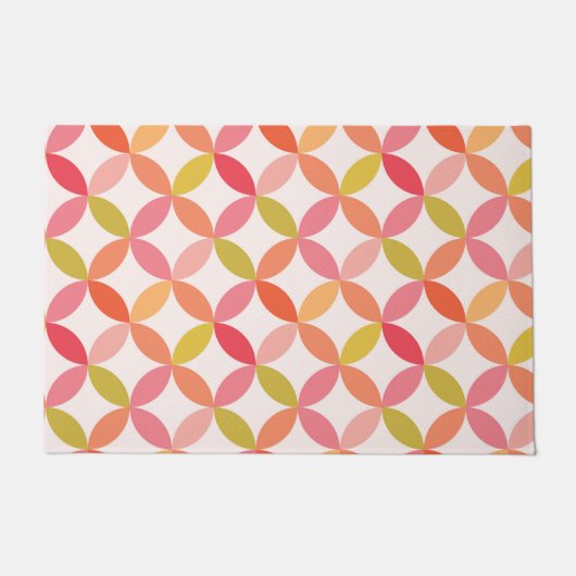 Middeleeuwse Roze Rood Sinaasappel Cirkels Deurmat (Voorkant)