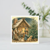 Middeleeuwse Rustieke Kerstkaart (Staand voorkant)
